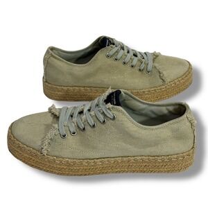 Tretorn Eve Platform Espadrille Sneaker Light Blue Canvas Frayed Jute Womens 8.5